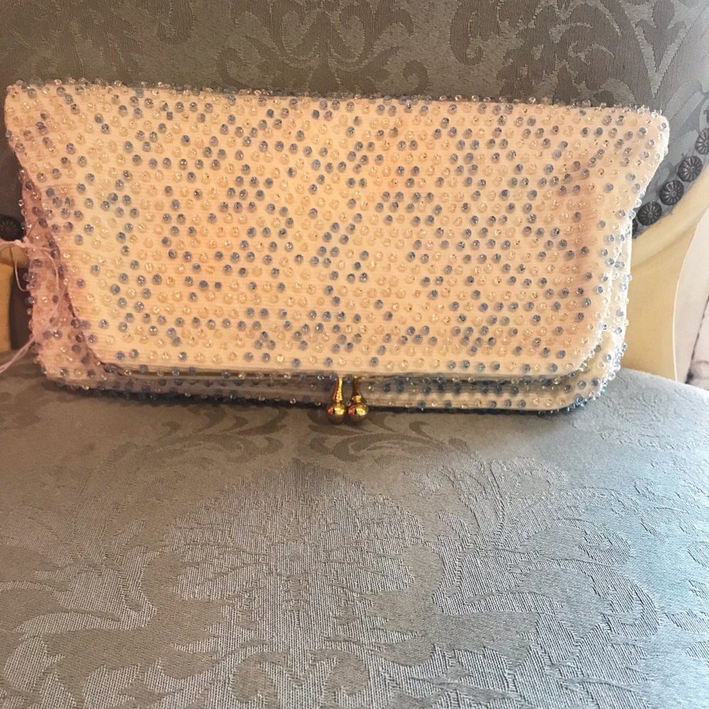Hand beaded clutch